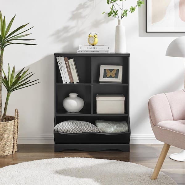 DANYA B 35 in. Black Multi-Cubby Storage Cabinet BQ063BK - The