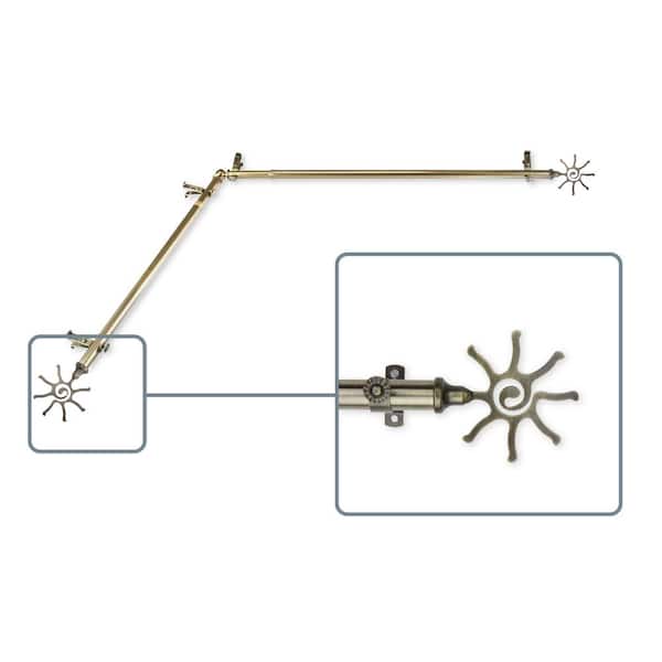 Unbranded 28 in. to 48 in. Adjustable 13/16 in. Corner Window Curtain Rod in Antique Brass with Sole Finials