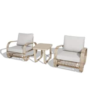 3-Piece Aluminum Patio Conversation Chairs Set with Sofa Chairs and Side Table