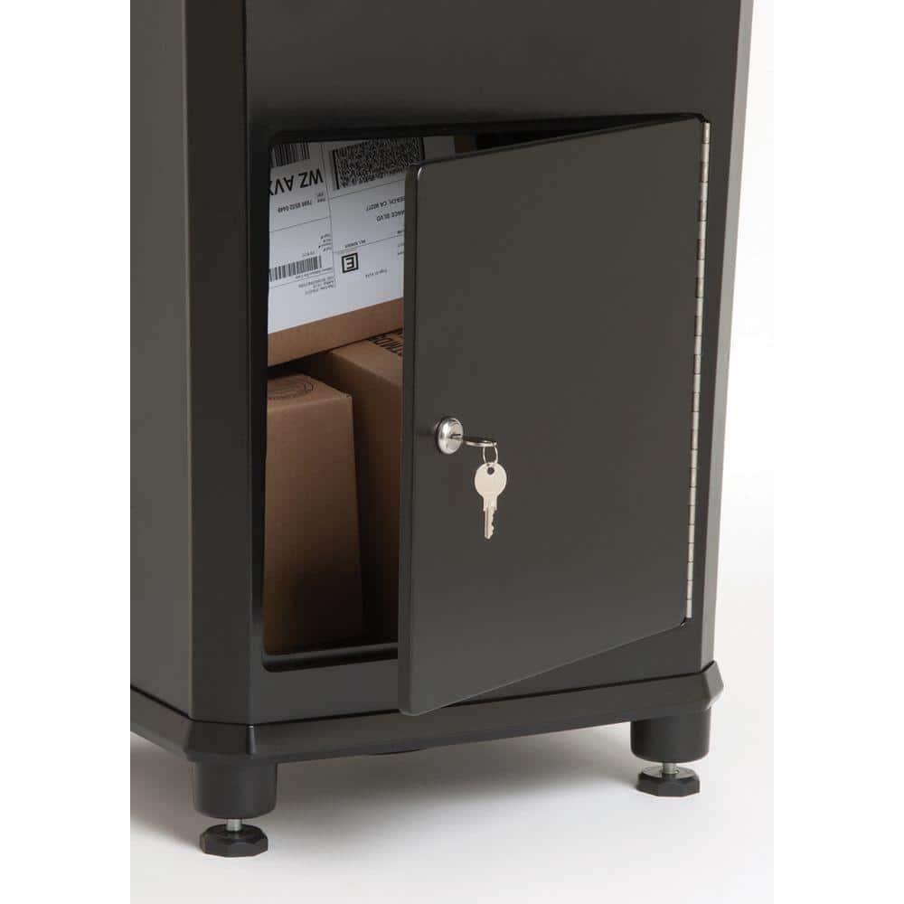 Black Locking Aluminum Parcel Drop Box with Rotating Drum