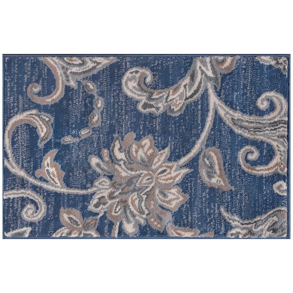 Madison Floral Navy 2 ft. x 3 ft. Indoor Area Rug
