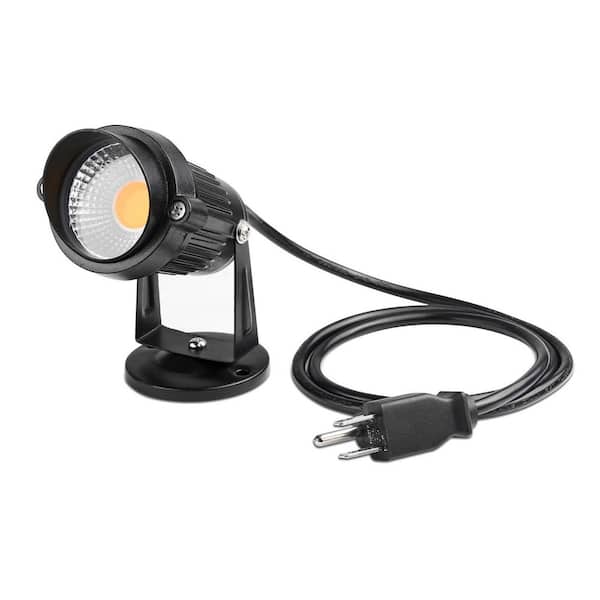 2800k ‎Black Plug-in, Integrated LED Landscape Flood Light Decorative Spotlight for Indoor/Outdoor Yard, (Include Spike)