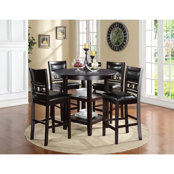 New Classic Furniture Gia 26 in. Ebony Wood Counter Chair with Black PU Seat (Set of 2)