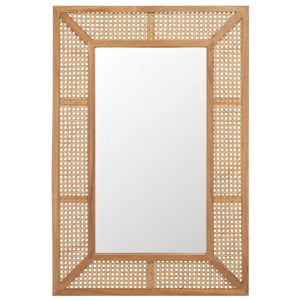 SAFAVIEH Tulia 24 in. W x 36 in. H Wood Rectangle Modern Natural Mirror