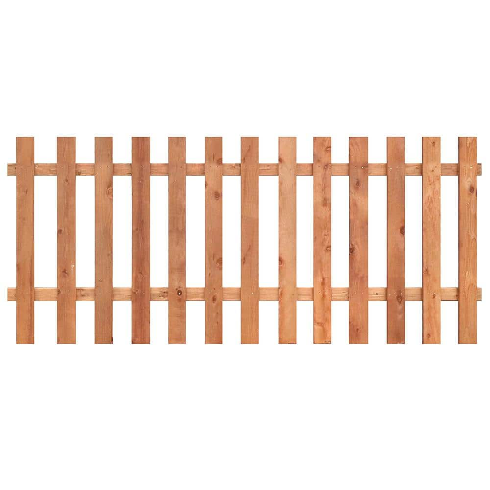 Outdoor Essentials 3-1/2 ft. x 8 ft. Western Red Cedar Spaced Picket Flat  Top Fence Panel Kit 241286 - The Home Depot