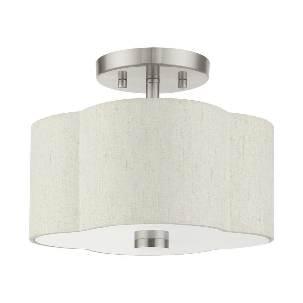 Solstice Brushed Nickel 2-Light LED Semi-Flush Drum Light