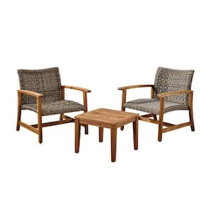 Hampton Natural 3-Piece Wood Outdoor Patio Conversation Seating Set