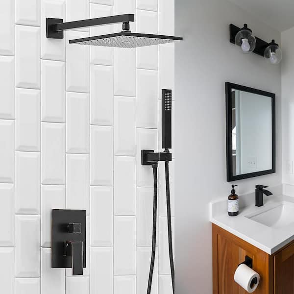 Rain Single Handle 2-Spray Shower Faucet 2.5GPM with Flexible 12in Shower System Head with Handheld in Oil Rubbed Bronze