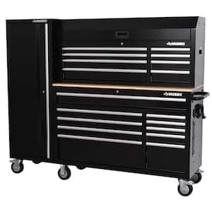Modular Tool Storage 72 in. W Black Mobile Workbench Cabinet with 8-Drawer Top Tool Chest and 20 in. Side Locker