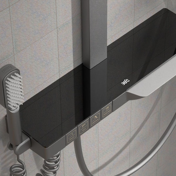 3-Spray Rectangle Shower Head Wall Mounting Fixed and Handheld Shower Head Flow rate 4 GPM in Black