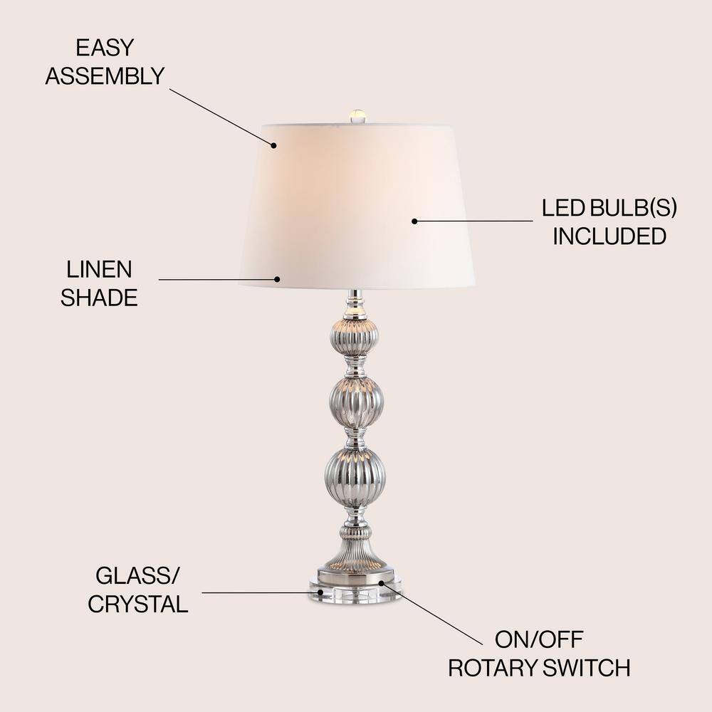 Vivienne 31" Silver Triple Sphere Table Lamp with Silk Shade