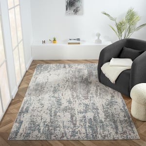 Alaya Blue/Gray/Ivory 9 ft. x 12 ft. Abstract Performance Area Rug