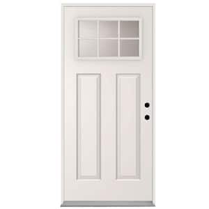 32 in. x 80 in. Element Series 6 Lite Left-Hand Inswing White Primed Steel Prehung Front Door with 4-9/16 in. Frame