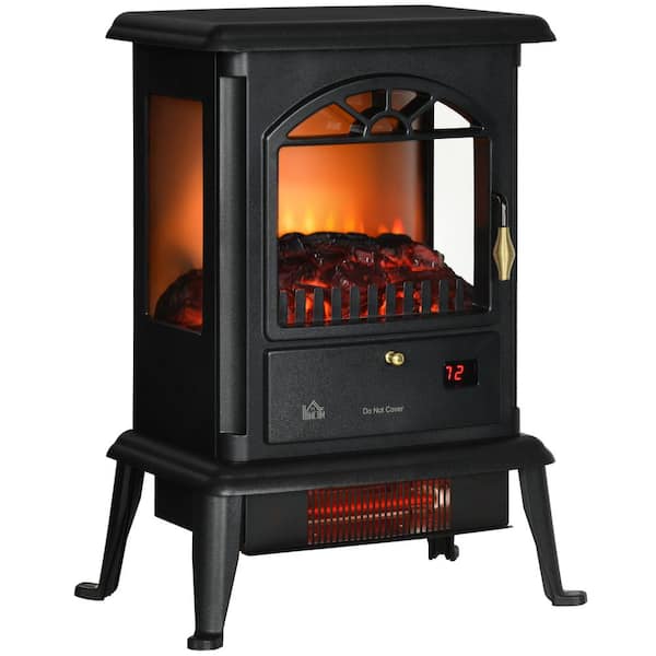 23 in. Portable Electric Cabinet Infrared Space Heater, Double Safety Protection, Timer, Convection, 1000W/1500W, Black