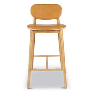 Tan/Oak Bonato Leather Counter Stool in Caramel