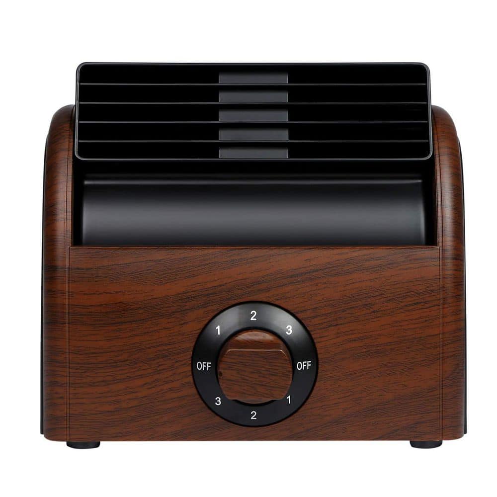 Vintage 7.1 in. 3 fan speeds Desk Fan in Brown Wood with Bladeless Design, Powerful Turbo Airflow & Portable Build price history on PriceWatchPro