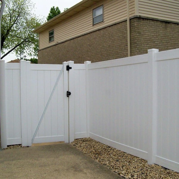Weatherables Pembroke 3.5 ft. W x 5 ft. H White Vinyl Privacy Fence Gate Kit