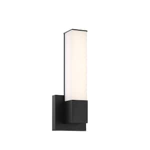 Vantage 14-in Black Rectangle CCT LED Wall Sconce with White Acrylic Shade