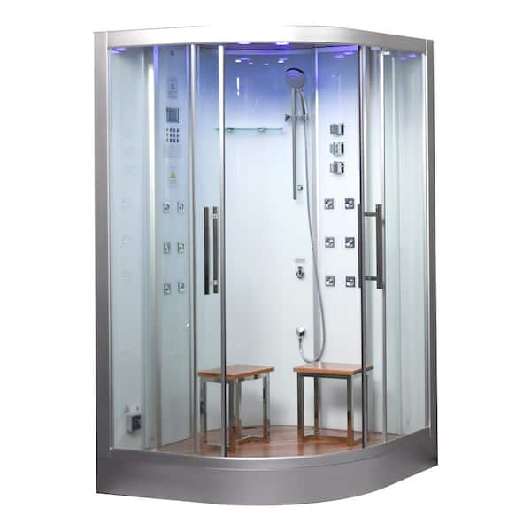 Unbranded Platinum 39"x39"x 89" Steam Shower with Bluetooth, Color Lighting, Aromatherapy and 6kW Steam Generator in White