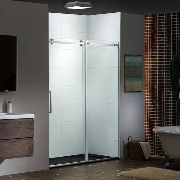 WOODBRIDGE 60 in. W x 76 in. H Frameless Single Sliding Shower