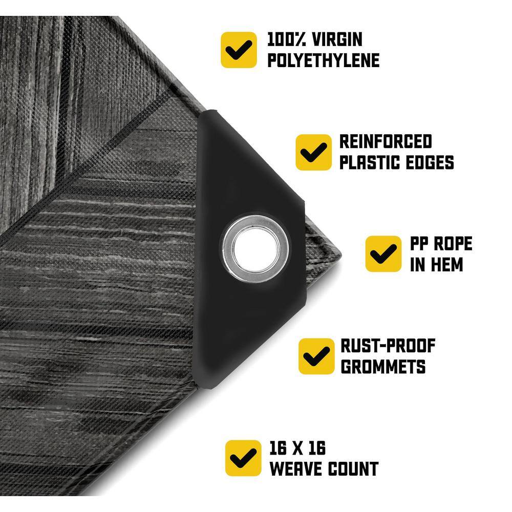 12' x 20' Grey Wood Print Heavy Duty Tarp