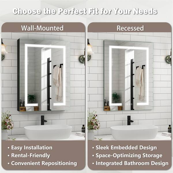 Hpeytaire 32 in. W x 24 in. H Rectangular Aluminum Recessed 