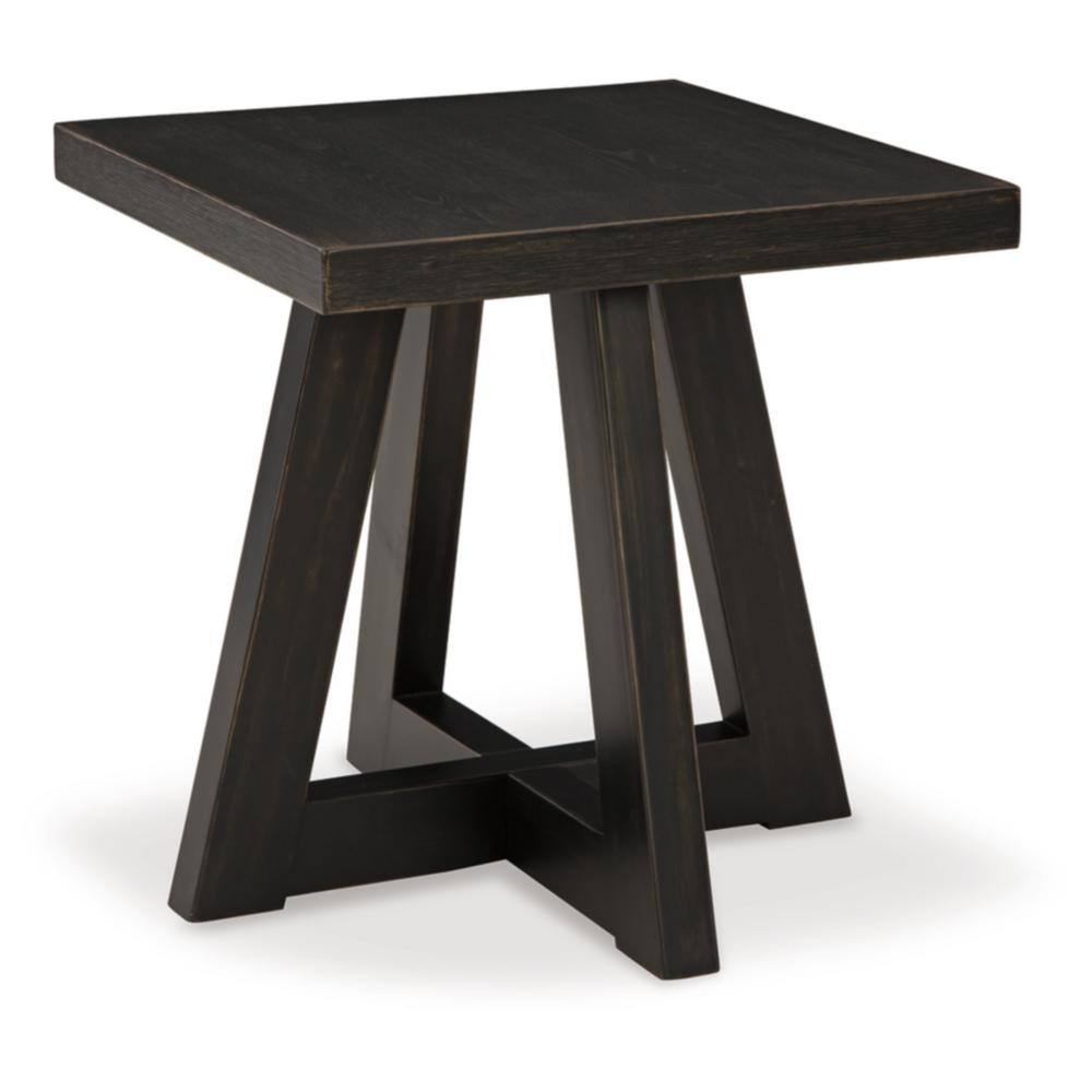 Black Square Contemporary Wood End Table
