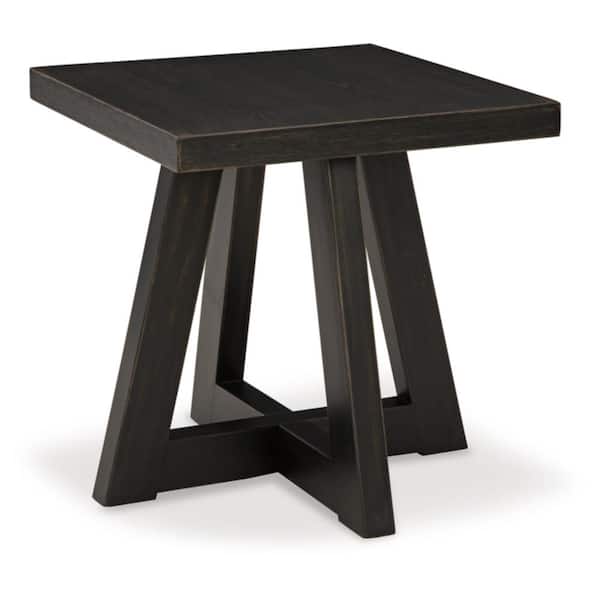 Signature DESIGN BY ASHLEY Galliden 24 in. Aged Black Square Wood End Table