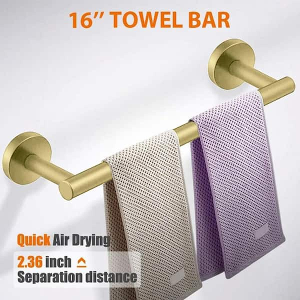 16 in. Bathroom Set with Toilet Paper Holder Towel Bar Towel Ring and Robe  Hook EC-TB-225-G1 - The Home Depot