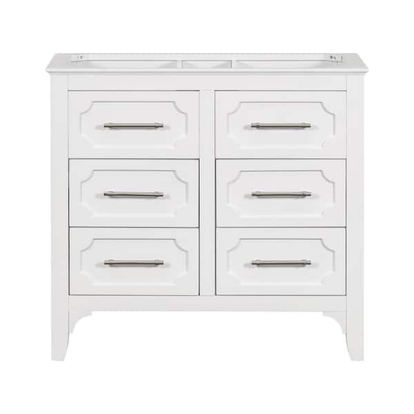 Virubi 36 in. Solid Wood Frame Bath Vanity Cabinet without Top in White with 4 Drawers