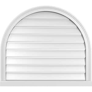 34 in. x 30 in. Round Top White PVC Paintable Gable Louver Vent Functional