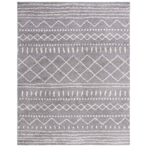 Arizona Shag 11 x 15 Gray/Ivory Tribal Area Rug