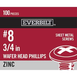 #8 x 3/4 in. Zinc Plated Phillips Modified Truss Head Sheet Metal Screw (100-Pack)