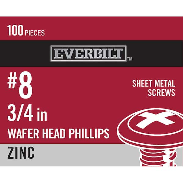 #8 x 3/4 in. Zinc Plated Phillips Modified Truss Head Sheet Metal Screw (100-Pack)