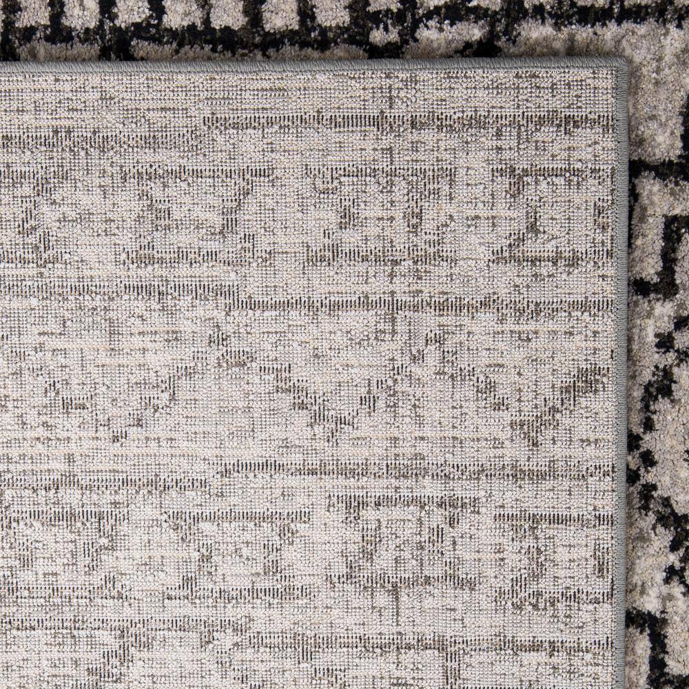 Gray and Black Rectangular Synthetic Southwestern Area Rug