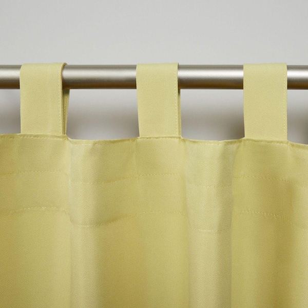 Cabana Sundress Yellow/Beige Solid Light Filtering Hook-and-Loop Tab Indoor/Outdoor Curtain 54in W x 84in L (Set of 2)