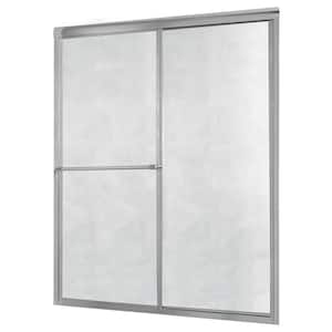 Tides 44 in. W x 66 in. H Sliding Framed Shower Door/Enclosure in Silver with Obscure Glass