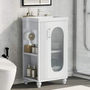 20 in. W x 16 in. D x 30 in. H Single Sink Freestanding Bath Vanity in White with White Ceramic Top