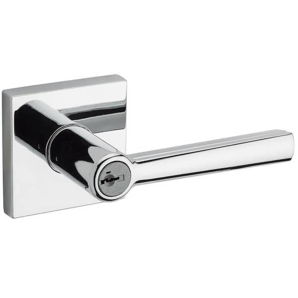 Kwikset Montreal Square Polished Chrome Entry Door Handle Featuring SmartKey Security