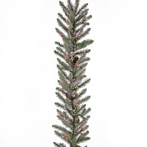 9 ft. Snowy Morgan Spruce LED Artificial Christmas Garland with Twinkly Lights