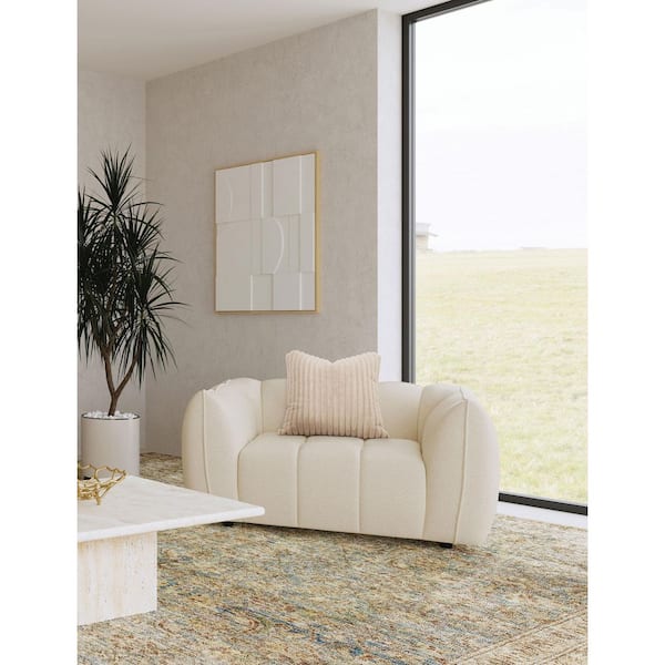 Coaster Winchester Sand Pebble Boucle Upholstered Tufted Tuxedo Arm Chair and a Half