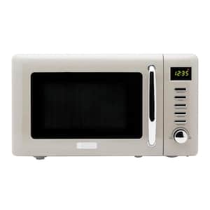 Compact Countertop 700-Watt .7 cu. ft. Putty Vintage Retro Microwave with Settings and 9.5 in. Turntable