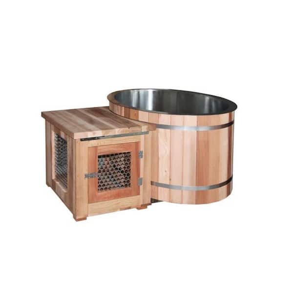 INNOBULE 1-Person Outdoor Red Cedar Oval Plug and Play Wet/Dry Sauna Ice Tub (box 1of 2）
