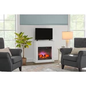 Wheaton 31 in. Freestanding Wooden Infrared Electric Fireplace in White