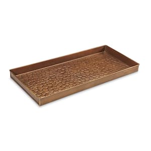 208BR Pebbles 30 in. x 13 in. Brass Boot Tray and Door Mat