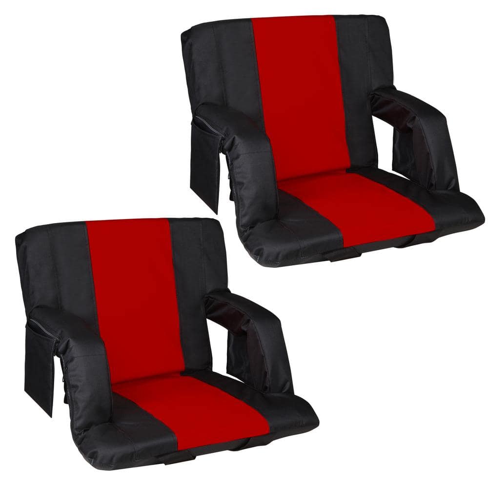 20 in. Portable Stadium Seat Chairs with Adjustable Padded Backrest, Armres