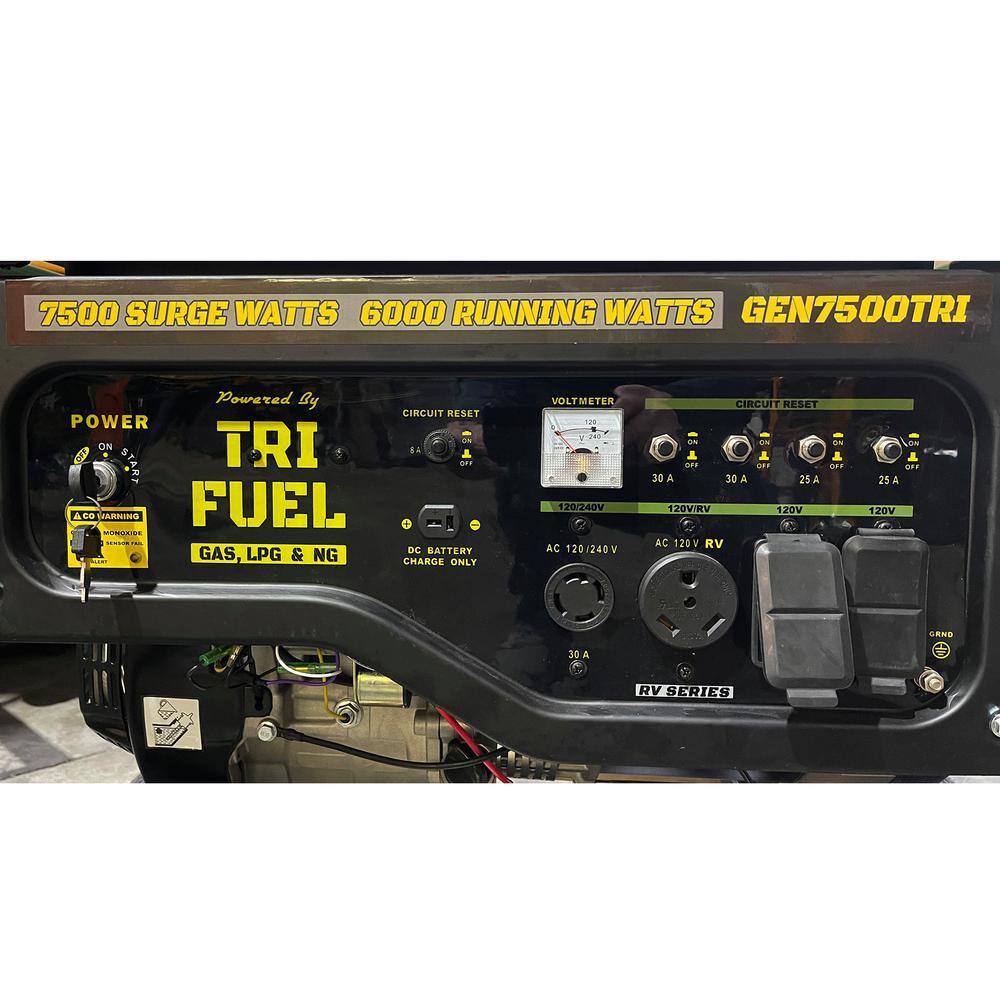 Buy 7500Watt TriFuel CO Warning Shutoff with Electric Start Runs on