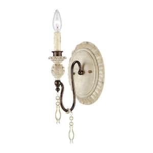 Antique White/Bronze with Clear Candelabra Sconce