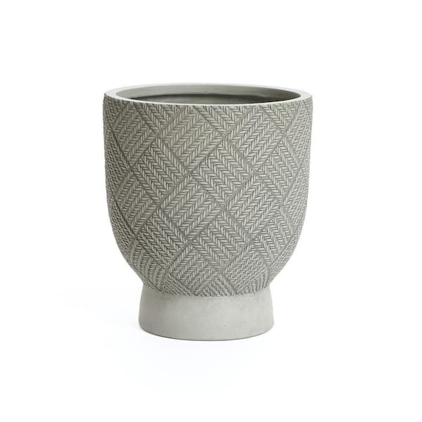 16.7 in. H Gray Glen Pattern Ceramic Urn Floor Planter