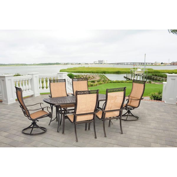 Agio Somerset 7 Piece Aluminum Rectangular Outdoor Dining Set With 2 Swivels And Cast Top Table Somdn7pcsw The Home Depot - Agio Turner Patio Furniture Reviews